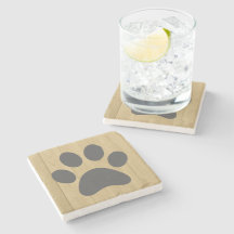 Stone Onderzetter met krabbel Letter "Paw Print"