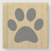 Stone Onderzetter met krabbel Letter "Paw Print" (Voorkant)