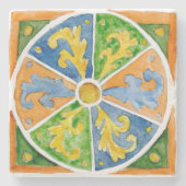 Stone onderzetter met Siciliaans tegel ontwerp (Voorkant)