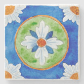 Stone onderzetter met Siciliaans tegel ontwerp (Voorkant)