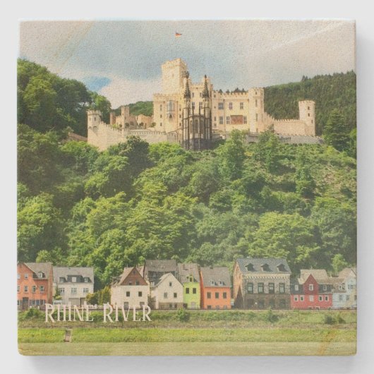 Stone Onderzetter Rhine River Castle, Duitsland (Voorkant)