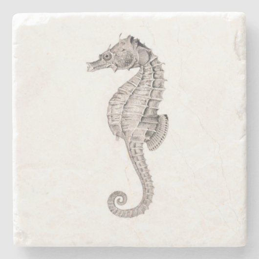 Stone Onderzetter-Seahorse Stenen Onderzetter (Voorkant)
