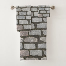 Stone Pathway Gray Cobblestone Street Sidewalk Bad Handdoek