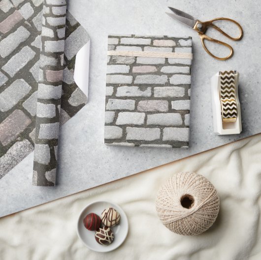 Stone Pathway Gray Cobblestone Street Sidewalk Cadeaupapier (Crafts)