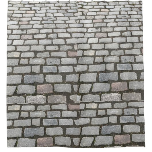 Stone Pathway Gray Cobblestone Street Sidewalk Douchegordijn (Voorkant)