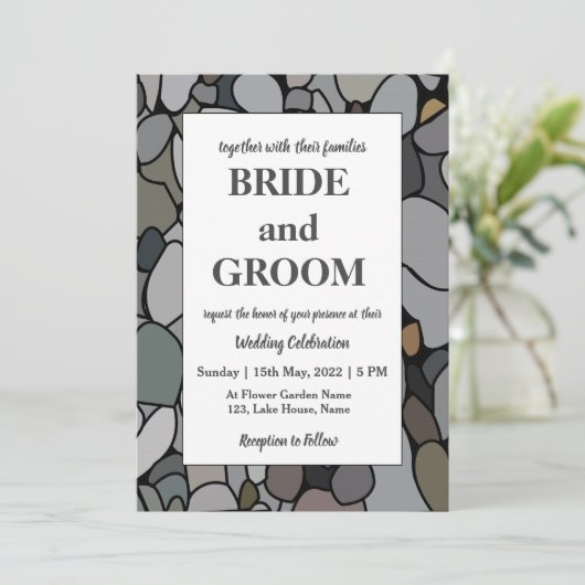 Stone Pebbles Natuur Bruiloft Kaart (Staand voorkant)