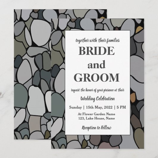 Stone Pebbles Natuur Bruiloft Kaart (Voorkant / Achterkant)