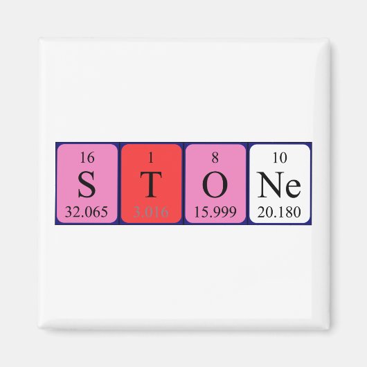 Stone periodieke table name magnet (Voorkant)