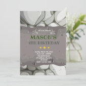 Stone rock verjaardagsthema Uitnodiging (Staand voorkant)