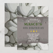 Stone rock verjaardagsthema Uitnodiging (Voorkant / Achterkant)