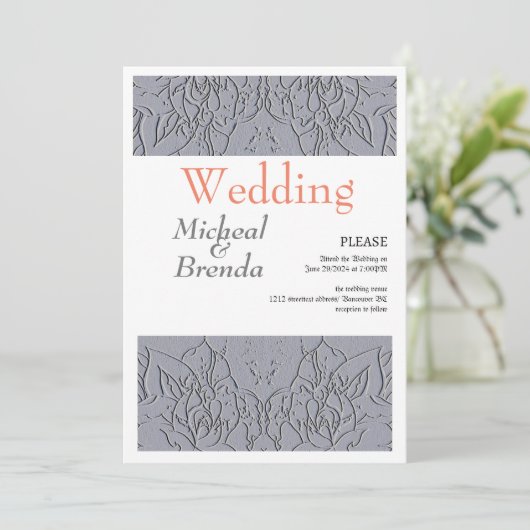 Stone Rozen Motif Invitation Kaart (Staand voorkant)