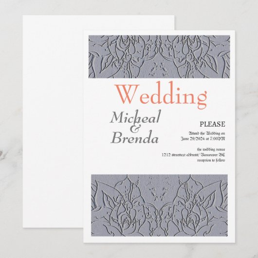 Stone Rozen Motif Invitation Kaart (Voorkant / Achterkant)