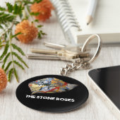 Stone Rozen Pet Manchester Button Key Ring Sleutelhanger (Zijkant)