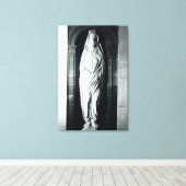 Stone sculpture of John Donne in zijn mantel Canvas Afdruk (Insitu (Houten vloer))