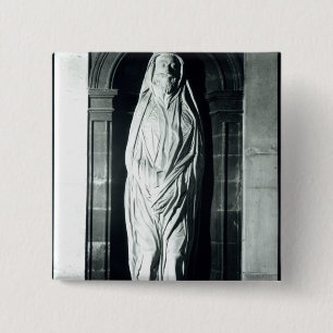 Stone sculpture of John Donne in zijn mantel Vierkante Button 5,1 Cm