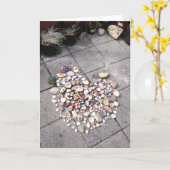  Stone & Shell Hearts 3 Foto Wenskaart Kaart (Gele Bloem)