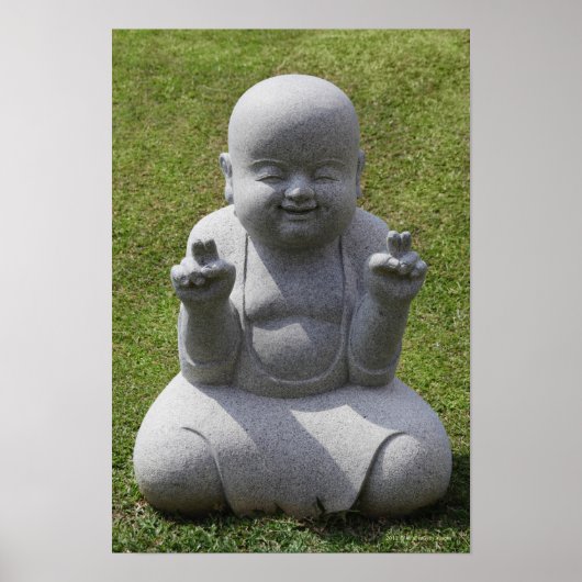Stone standbeeld van gelukkige Boeddha Poster (Voorkant)