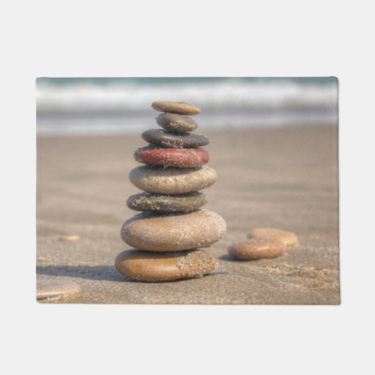 Stone toren op strand deurmat (Voorkant)
