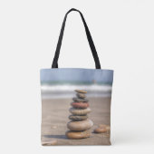 Stone toren op strand tote bag (Achterkant)