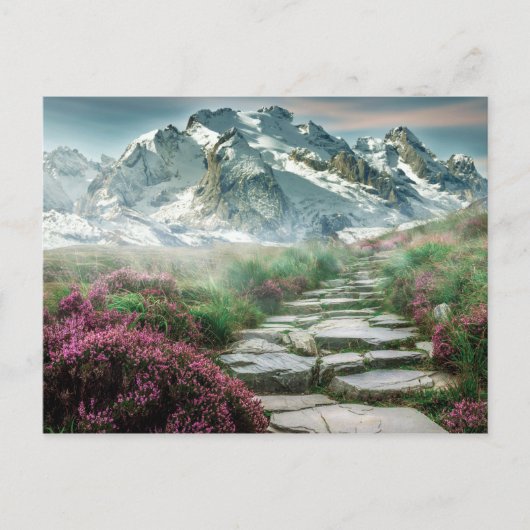 Stone trap naar boven van de bergen briefkaart (Voorkant)