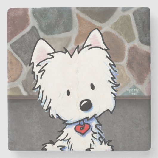 Stone Wall Westie Stone Onderzetter (Voorkant)