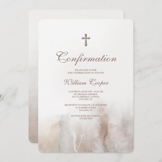 Stone Waterverf Religious Invitation Kaart (Voorkant / Achterkant)