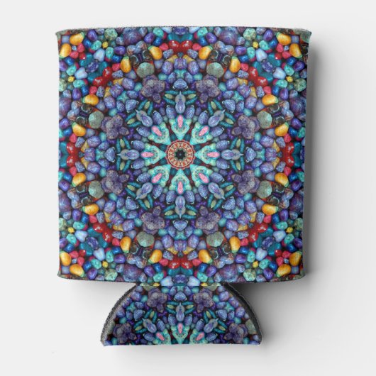 Stone Wonder  Blue Fractal Kaleidoscope Blikjeskoeler (Voorkant)
