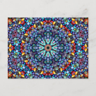 Stone Wonder  Blue Fractal Kaleidoscope Briefkaart