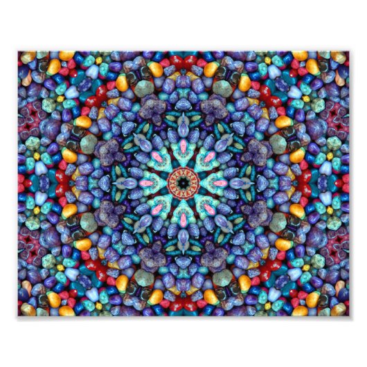 Stone Wonder  Blue Fractal Kaleidoscope Foto Afdruk (Voorkant)