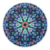 Stone Wonder Blue Fractal Kaleidoscope Keramische Knop (Voorkant)