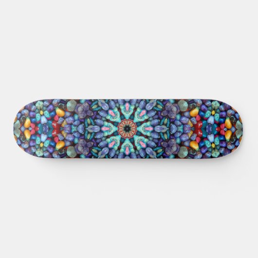 Stone Wonder  Blue Fractal Kaleidoscope Persoonlijk Skateboard (Horizontaal)
