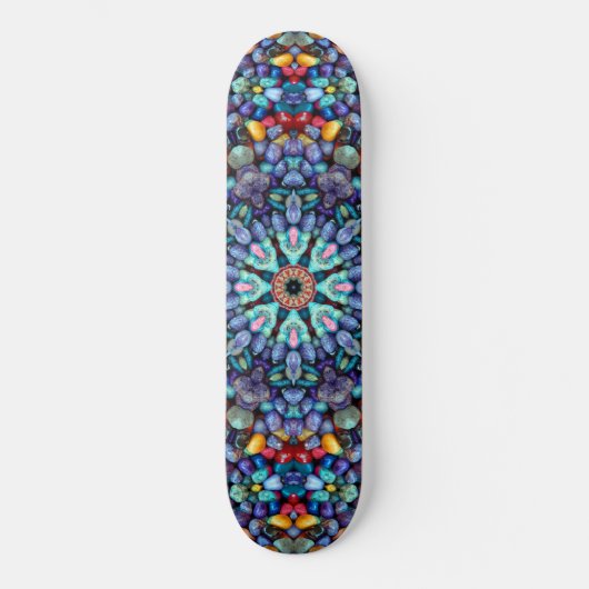 Stone Wonder  Blue Fractal Kaleidoscope Persoonlijk Skateboard (Voorkant)