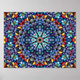 Stone Wonder  Blue Fractal Kaleidoscope Poster