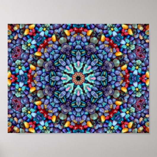 Stone Wonder Blue Fractal Kaleidoscope Poster (Voorkant)