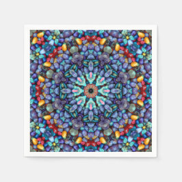 Stone Wonder  Blue Fractal Kaleidoscope Servet