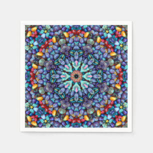 Stone Wonder Blue Fractal Kaleidoscope Servet