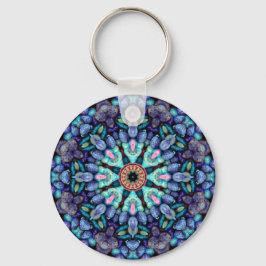 Stone Wonder  Blue Fractal Kaleidoscope Sleutelhanger