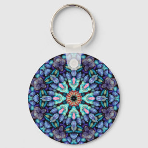 Stone Wonder  Blue Fractal Kaleidoscope Sleutelhanger
