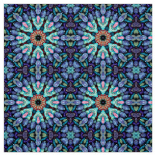 Stone Wonder Blue Fractal Kaleidoscope Stof