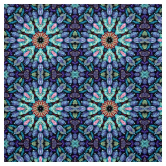 Stone Wonder Blue Fractal Kaleidoscope Stof (Swatch)