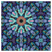 Stone Wonder Blue Fractal Kaleidoscope Stof (Close Up)