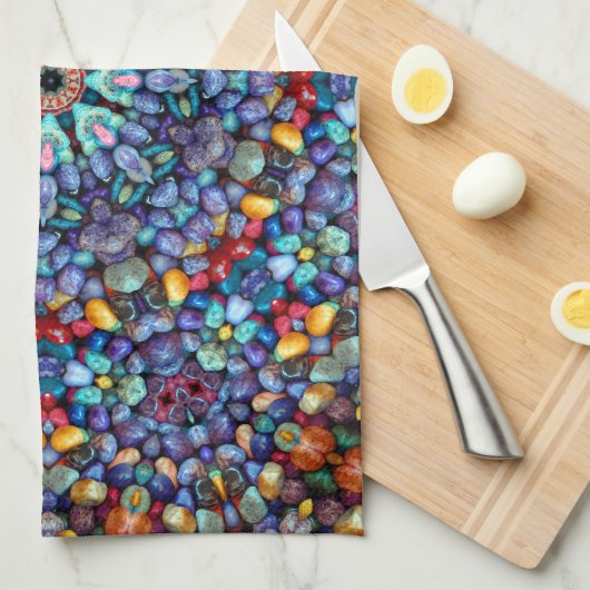 Stone Wonder  Blue Fractal Kaleidoscope Theedoek (Quarter Fold)