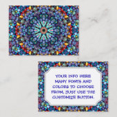 Stone Wonder  Blue Fractal Kaleidoscope Visitekaartje (Voorkant / Achterkant)