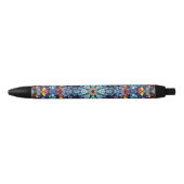Stone Wonder  Blue Fractal Kaleidoscope Zwarte Inkt Pen (Voorkant)