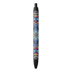 Stone Wonder  Blue Fractal Kaleidoscope Zwarte Inkt Pen