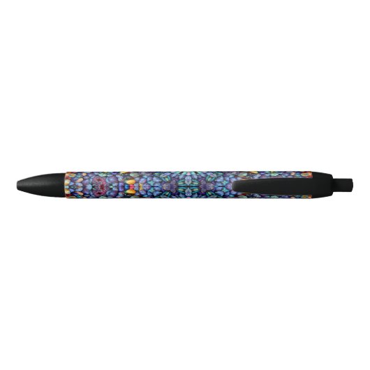 Stone Wonder  Blue Fractal Kaleidoscope Zwarte Inkt Pen (Achterkant)