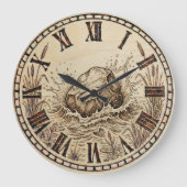  Stone wooden Wall Clock  Grote Klok (Voorkant)