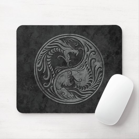Stone Yin Yang Dragons Muismat (Met muis)