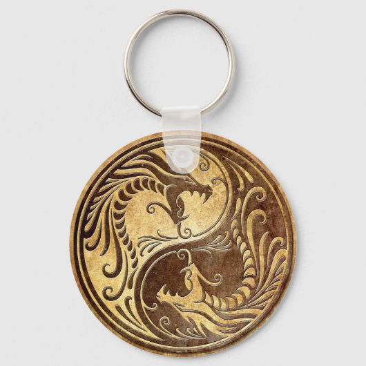 Stone Yin Yang Dragons Sleutelhanger (Voorkant)