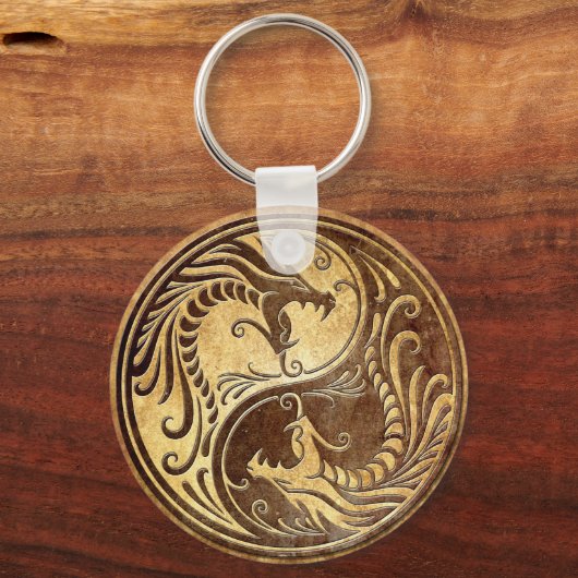 Stone Yin Yang Dragons Sleutelhanger (Voorkant)